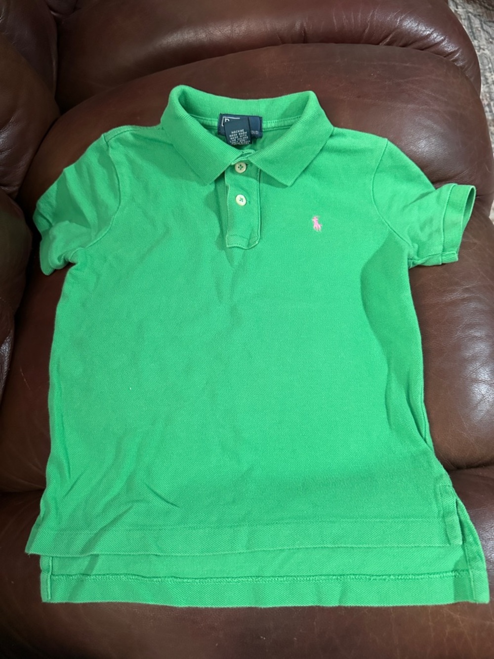 Ralph Lauren Girls Green Polo with Pink Pony